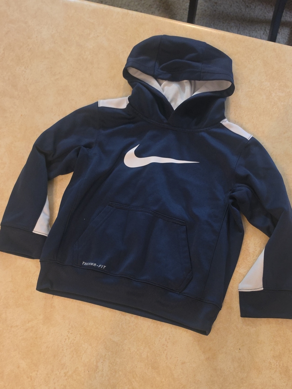 Nike Kids Navy & White Pullover Hoodie with White Swoosh